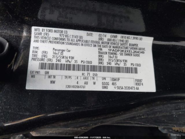 2014 FORD FOCUS 1FADP3K2XEL264349 Photo 8