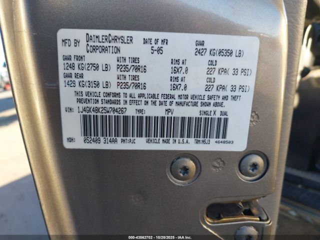 2005 JEEP LIBERTY 1J4GK48K25W704267 Photo 8