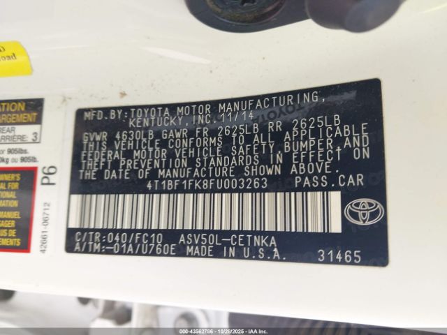 2015 TOYOTA CAMRY 4T1BF1FK8FU003263 Photo 8