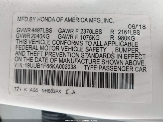 2019 ACURA TLX 19UUB1F66KA002038 Photo 8