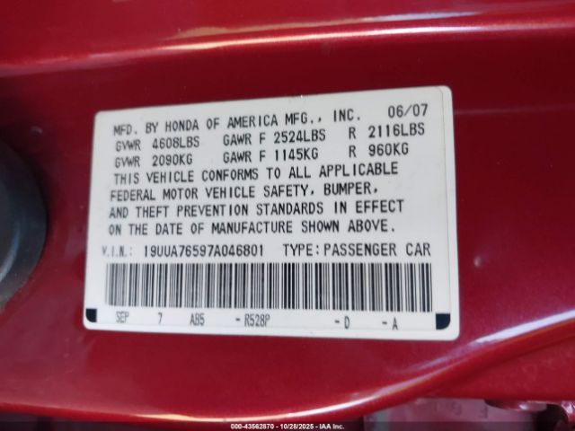 2007 ACURA TL 19UUA76597A046801 Photo 8
