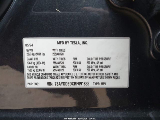 2024 TESLA MODEL Y 7SAYGDEDXRF091832 Photo 8