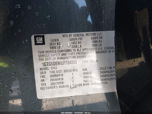 2018 GMC CANYON 1GTG5DEN9J1104333 Photo 8