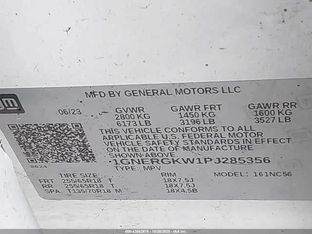 Продаж на аукціоні авто 2023 Chevrolet Traverse Fwd Lt Cloth, vin: 1GNERGKW1PJ285356, номер лоту: 43562978