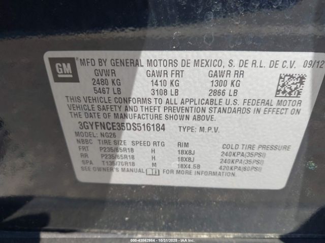 2013 CADILLAC SRX 3GYFNCE35DS516184 Photo 8