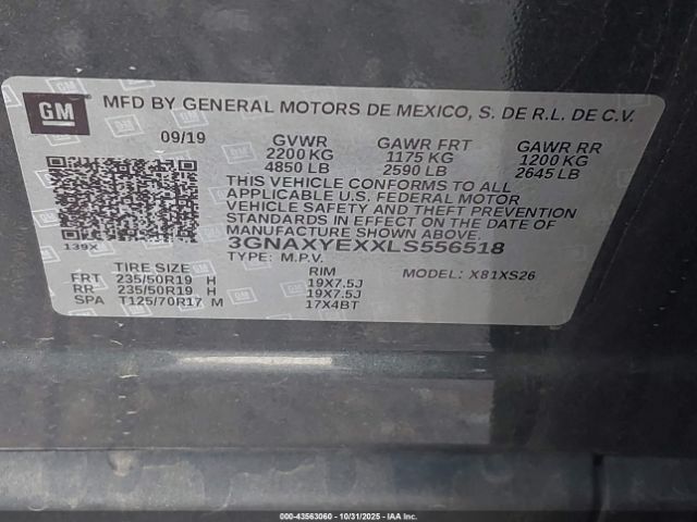 2020 CHEVROLET EQUINOX 3GNAXYEXXLS556518 Photo 8