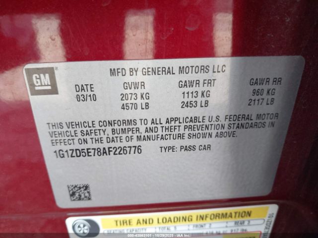 2010 CHEVROLET MALIBU 1G1ZD5E78AF226776 Photo 8