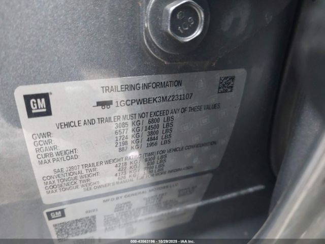 2021 CHEVROLET SILVERADO 1500 1GCPWBEK3MZ231107 Photo 8