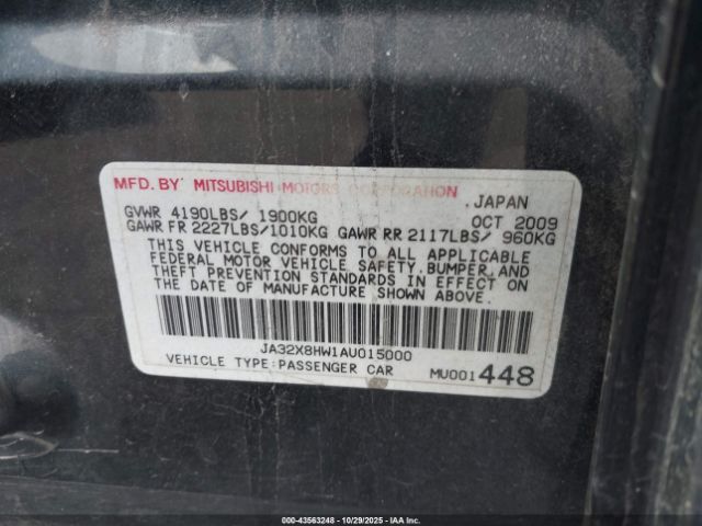 2010 MITSUBISHI LANCER SPORTBACK JA32X8HW1AU015000 Photo 8