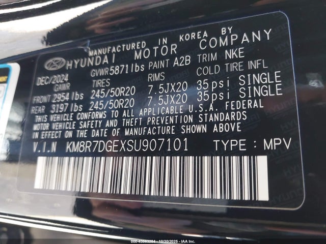 KM8R7DGEXSU907101 Hyundai Palisade Calligraphy Night Edition