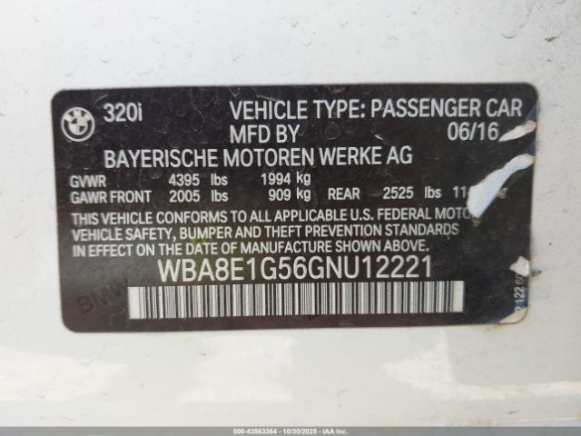 2016 BMW 320I WBA8E1G56GNU12221 Photo 8