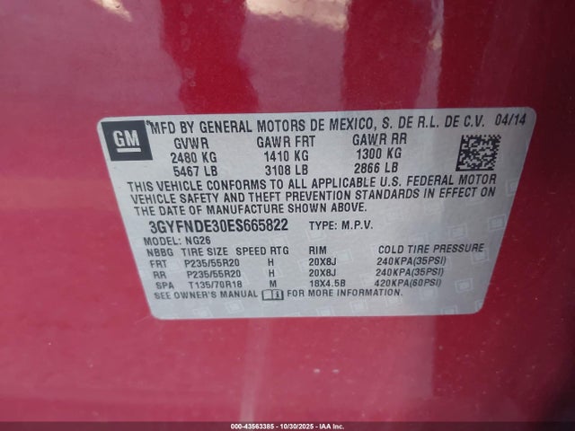 2014 CADILLAC SRX 3GYFNDE30ES665822 Photo 8