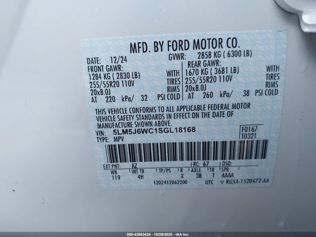 5LM5J6WC1SGL18168 Lincoln Aviator Premiere