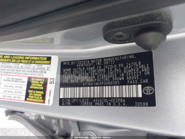2023 TOYOTA CAMRY 4T1K61AKXPU080385 Photo 8