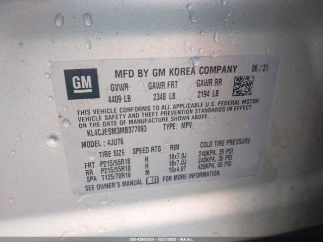 2021 BUICK ENCORE KL4CJESM3MB377093 Photo 8