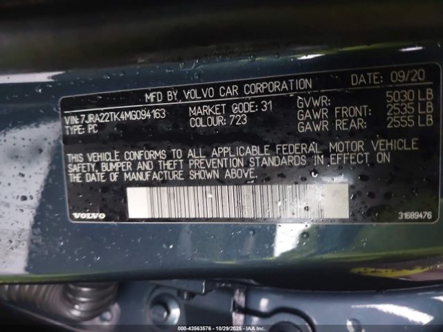 2021 VOLVO S60 7JRA22TK4MG094163 Photo 8