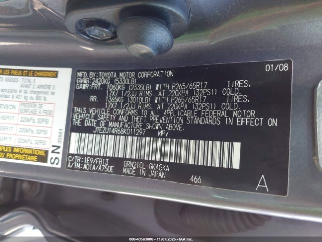 2008 TOYOTA 4RUNNER JTEZU14R68K011297 Photo 8