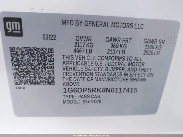 2022 CADILLAC CT5 1G6DP5RK8N0117415 Photo 8