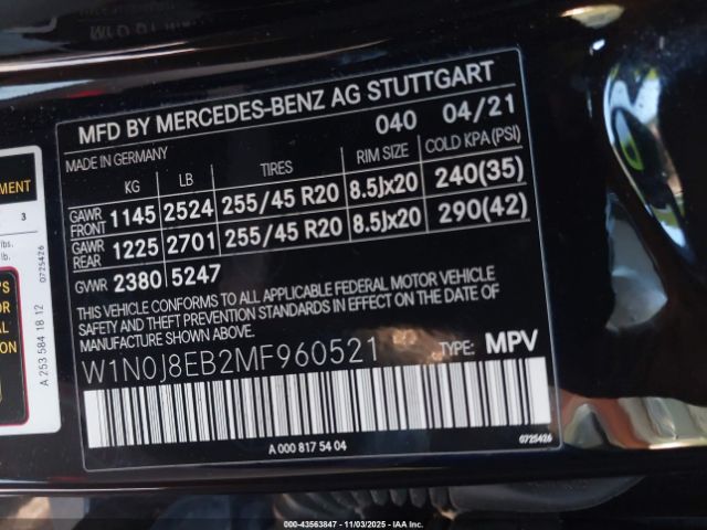 2021 MERCEDES-BENZ GLC 300 W1N0J8EB2MF960521 Photo 8