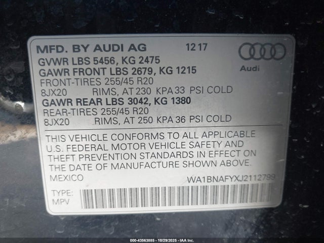 2018 AUDI Q5 WA1BNAFYXJ2112799 Photo 8