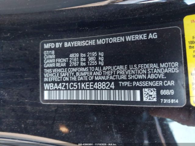 2019 BMW 430I WBA4Z1C51KEE48824 Photo 8