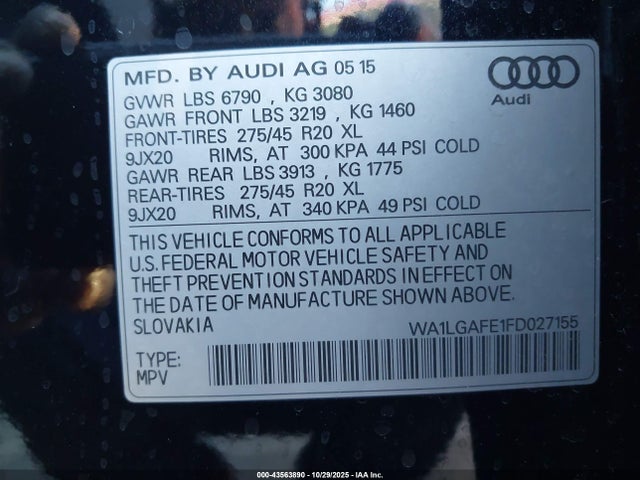 2015 AUDI Q7 WA1LGAFE1FD027155 Photo 8