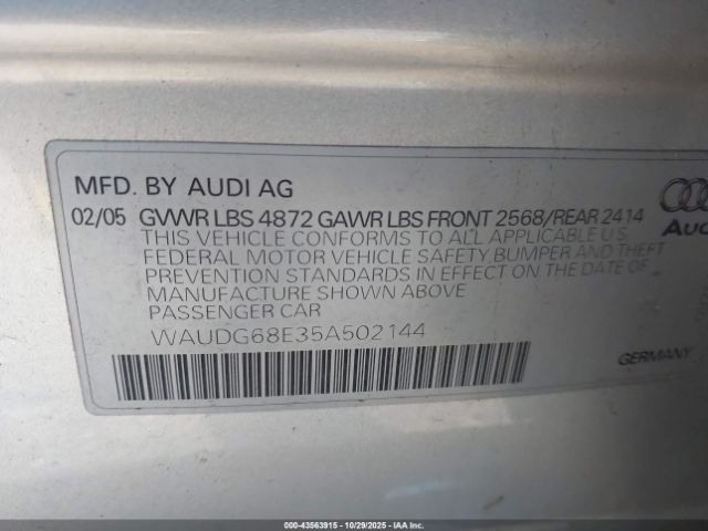 2005 AUDI A4 WAUDG68E35A502144 Photo 8