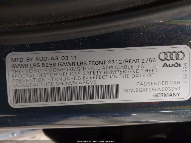 2012 AUDI A6 WAUBGAFC9CN003253 Photo 8