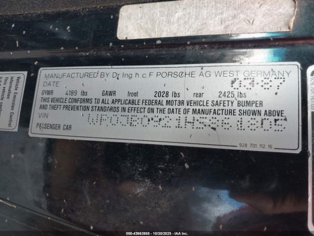 1987 PORSCHE 928 WP0JB0921HS861805 Photo 8
