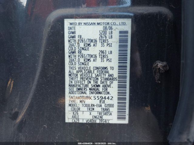 2006 NISSAN XTERRA 5N1AN08U86C559442 Photo 8