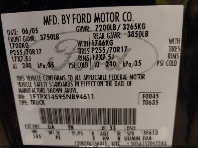 2005 FORD F-150 1FTPX14595NB94611 Photo 8
