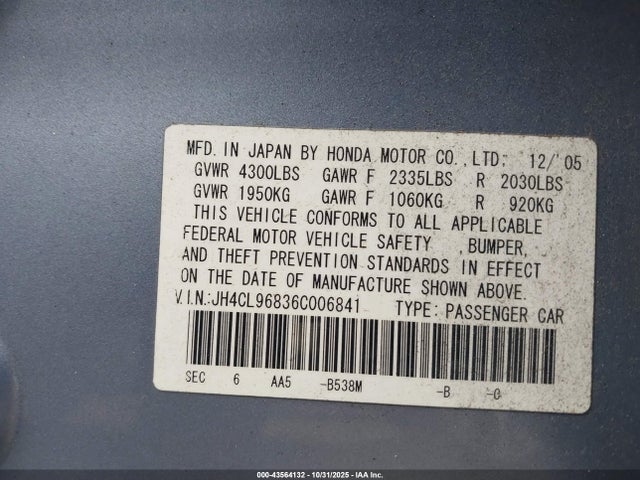 2006 ACURA TSX JH4CL96836C006841 Photo 8