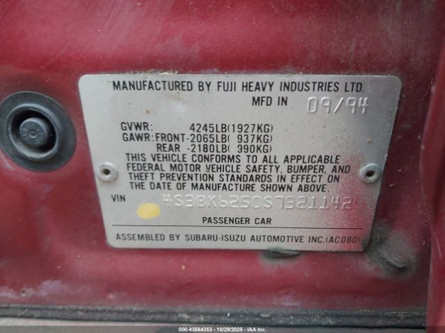 1995 SUBARU LEGACY 4S3BK6250S7321142 Photo 8