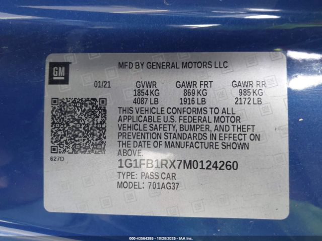 2021 CHEVROLET CAMARO 1G1FB1RX7M0124260 Photo 8