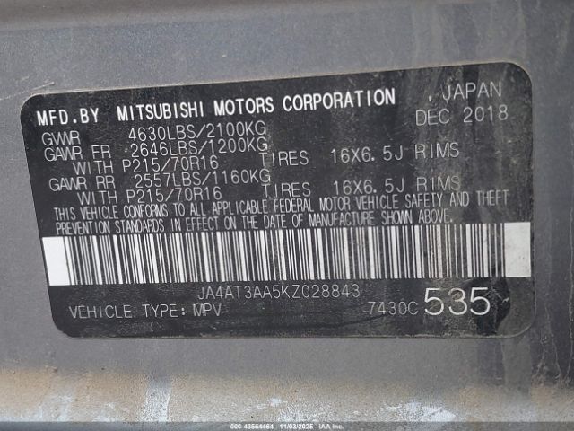 2019 MITSUBISHI ECLIPSE CROSS JA4AT3AA5KZ028843 Photo 8