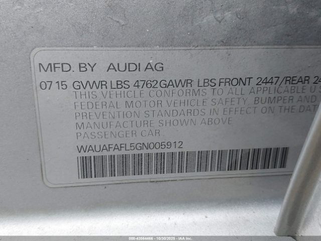 2016 AUDI A4 WAUAFAFL5GN005912 Photo 8