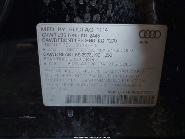 2015 AUDI Q5 WA1CFAFP2FA077312 Photo 8