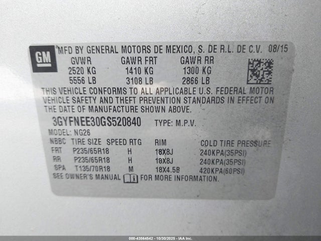 2016 CADILLAC SRX 3GYFNEE30GS520840 Photo 8