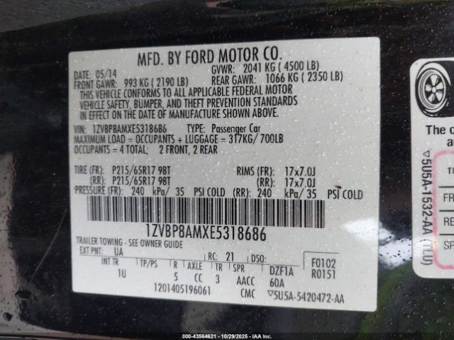 2014 FORD MUSTANG 1ZVBP8AMXE5318686 Photo 8