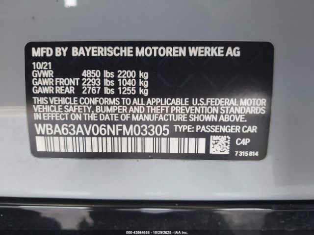 2022 BMW 430I GRAN COUPE WBA63AV06NFM03305 Photo 8