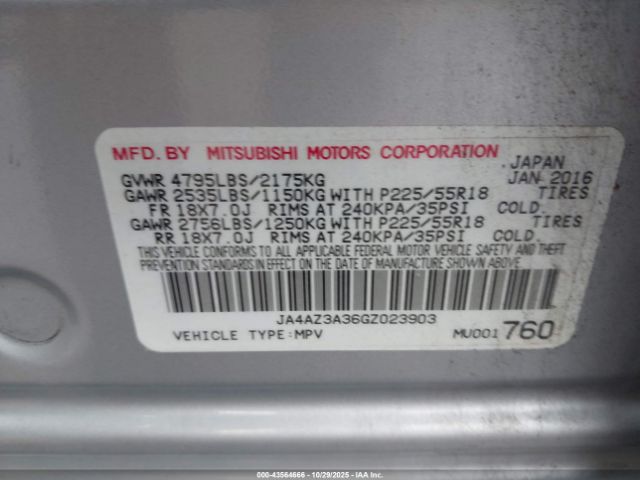2016 MITSUBISHI OUTLANDER JA4AZ3A36GZ023903 Photo 8