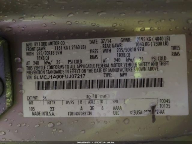 2015 LINCOLN MKC 5LMCJ1A90FUJ07217 Photo 8