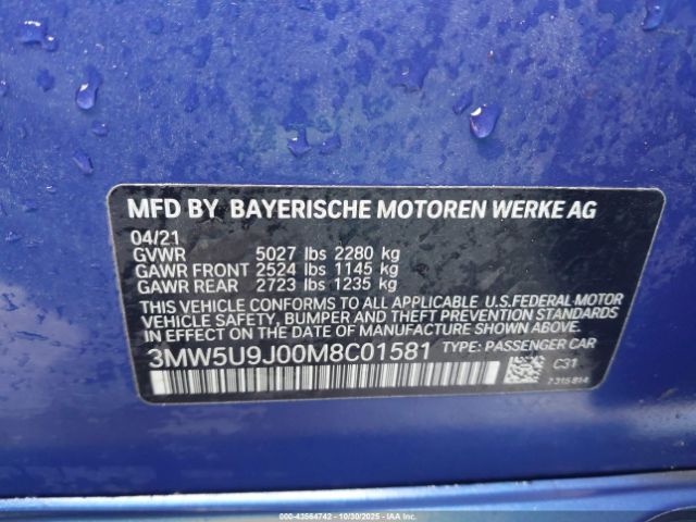 2021 BMW 3 SERIES 3MW5U9J00M8C01581 Photo 8