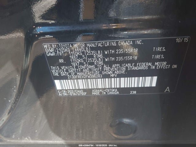 Toyota Rav4 Limited 2015 2T3DFREV2FW396283 Image 9