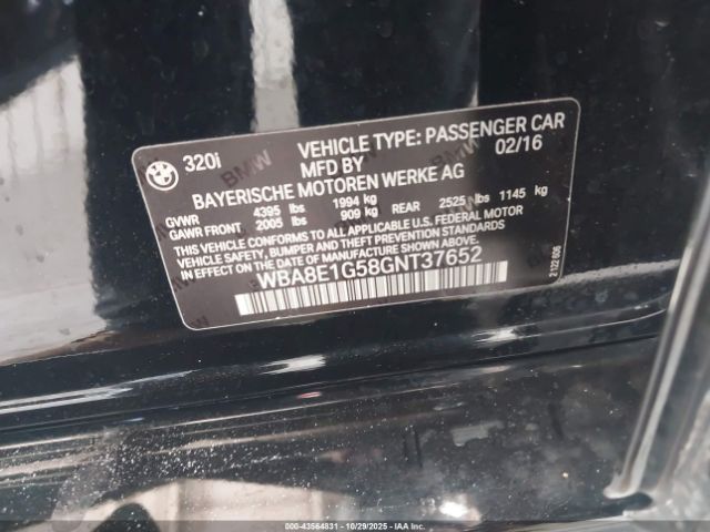 2016 BMW 320I WBA8E1G58GNT37652 Photo 8