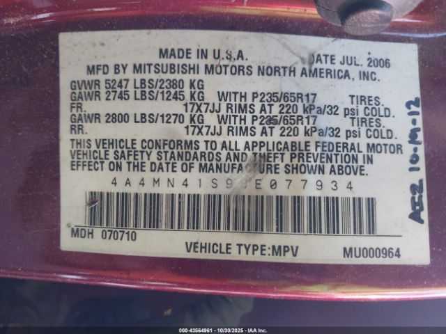 2006 MITSUBISHI ENDEAVOR 4A4MN41S96E077934 Photo 8