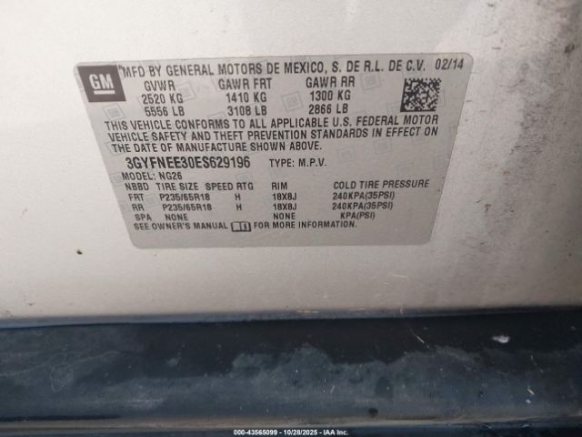 2014 CADILLAC SRX 3GYFNEE30ES629196 Photo 8