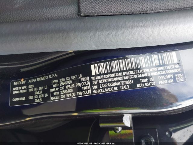2024 ALFA ROMEO STELVIO ZASPAKBN4R7D70881 Photo 8