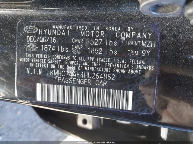 Продаж на аукціоні авто 2017 Hyundai Accent Se, vin: KMHCT4AE4HU264862, номер лоту: 43565147