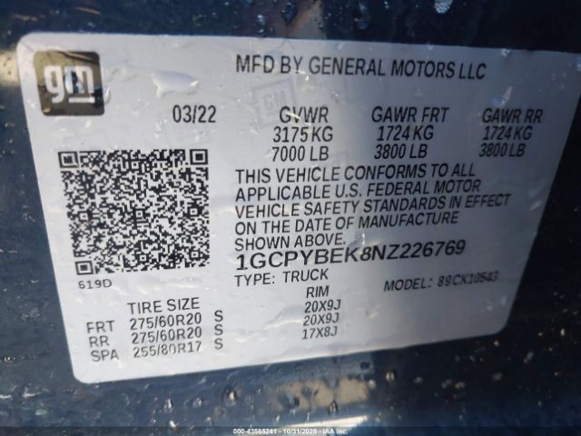 2022 CHEVROLET SILVERADO 1500 LTD 1GCPYBEK8NZ226769 Photo 8